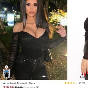 Elegant Black Off-Shoulder Mesh Bodysuit “Hot mesh”